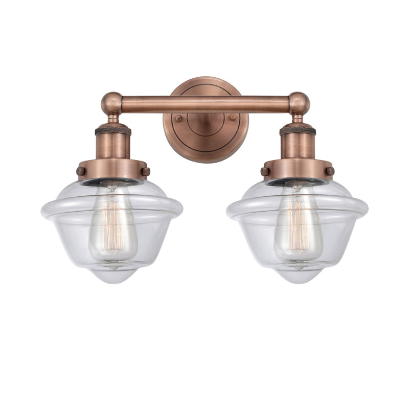 Éclairage pour meuble-lavabo à 2 lumières à intensité variable Grourke, Transparent, Cuivre antique