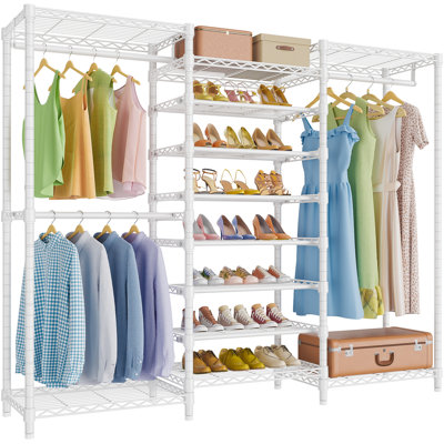 VIPEK S3 Heavy Duty Garment Rack, 6-Tier Freestanding Closet with Adjustable Shelf & Hanging Rod, 68.9" L x 15.7" W x 76.4" H,White