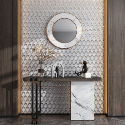 Carrelage mural mosaïque en verre argenté lustré 10 x 12 po Mirari (4,25 pieds carrés / boîte, paquet de 5)