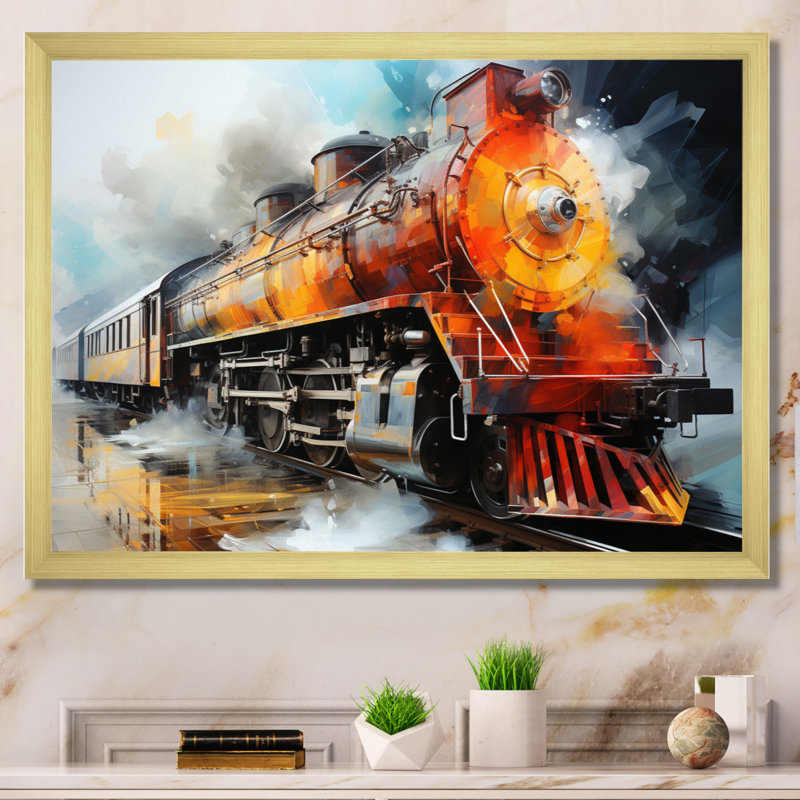 «Abstract Train Translucent Rhythms I», reproduction sur toile, Encadrement doré, H 24 po x l 32 po x P 1 po