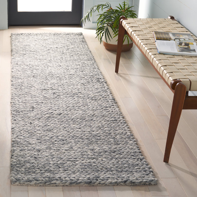Englewood Natura Hand Woven Wool/Viscose/Cotton Rug in Grey/Ivory, Runner 2'3" x 8'