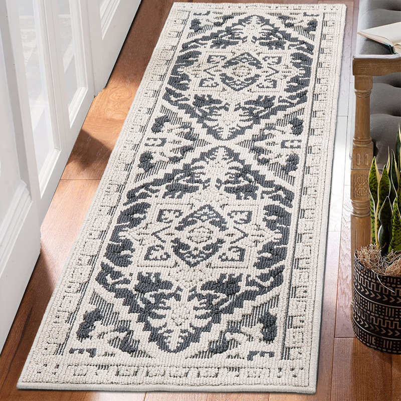 Vintage Floral Area Rug Washable Non Slip Low Pile Carpet Mark Resistant Soft Collapsible Vintage Accent Throw Rug Living Room Bedroom Dining Room Office Home Decor