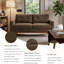 Causeuse moderne de 65,1 po de style Mid-Century à 2 places avec revêtement en polyester texturé Nubby et pieds en bois massif pour petits appartements