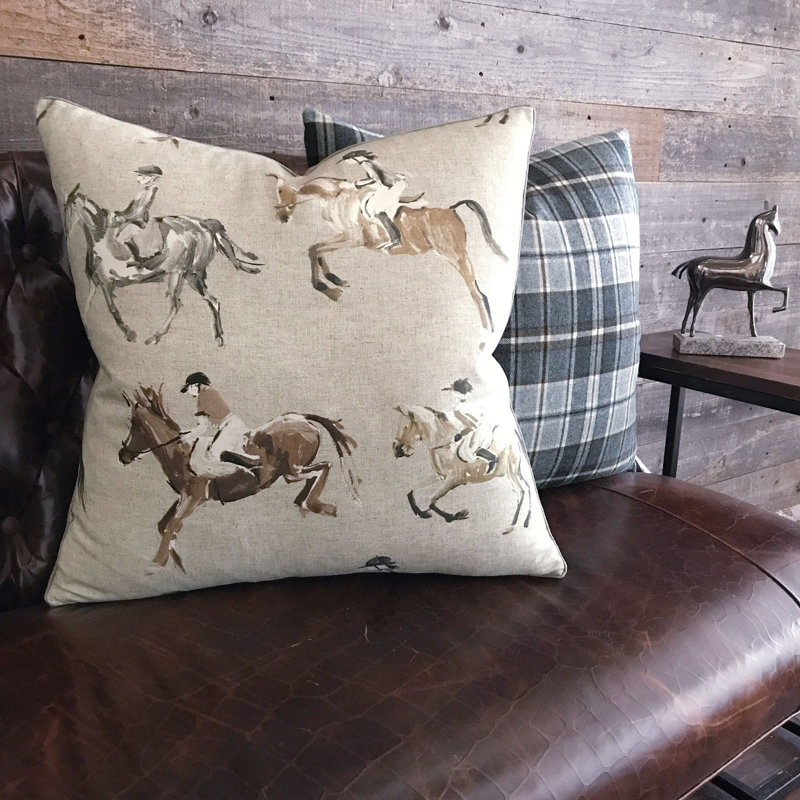 Equestrian Square Pillow Cover & Insert, Feathers