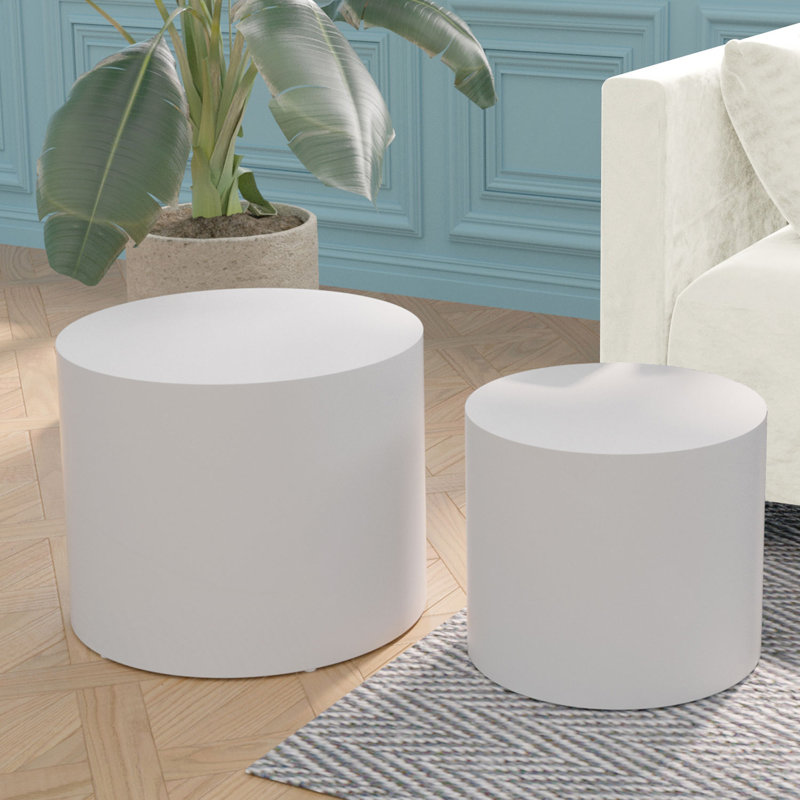 Panneau de fibres à densité moyenne avec placage de frêne / chêne / placage de noyer / Ensemble de 2 tables de bout / tables de bout / tables gigognes