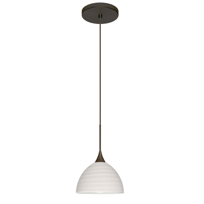 Luminaire suspendu en forme de dôme à 1 lumière Undis, Craie, Bronze, Halogène