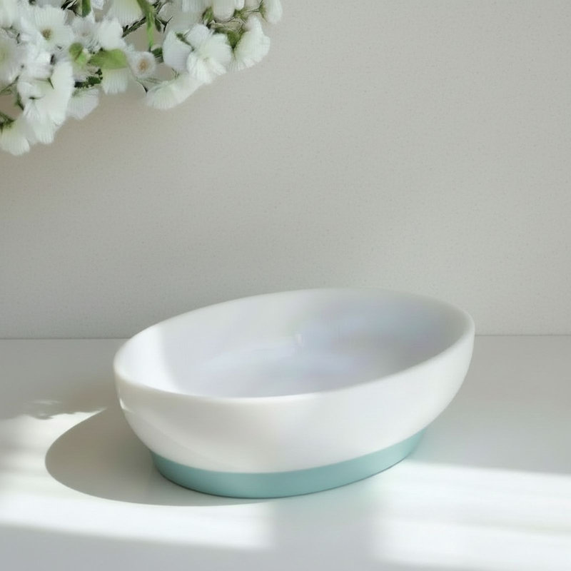 Resin Serving Bowl, White;Turquoise