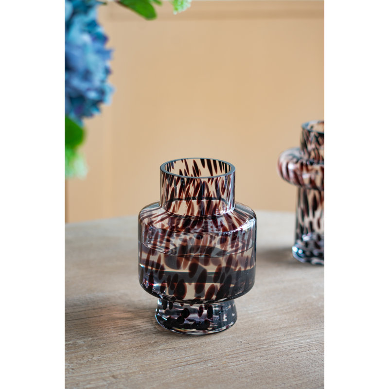 Calderon D5.1X8" Clear Glass Accent Vase With Artistic Amber Spots
