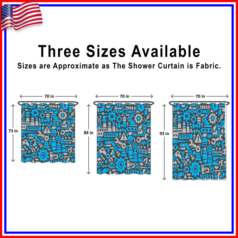 Industrial Machinery Icons Shower Curtains Extra Long, 70in W x 84in H