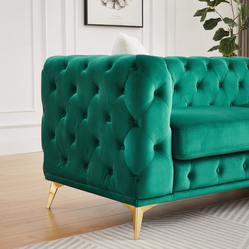 Canapé moderne pour le salon, Vert, H 30,25 po x l 82,5 po x P 32,75 po