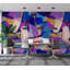 Murale abstraite pelez et collez Lajeanna - Violet-106503688