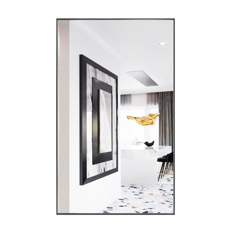 Modern & Contemporary Rectangle Bathroom Vanity Mirror Metal Framed Wall Mirror, Black, 36" x 60"