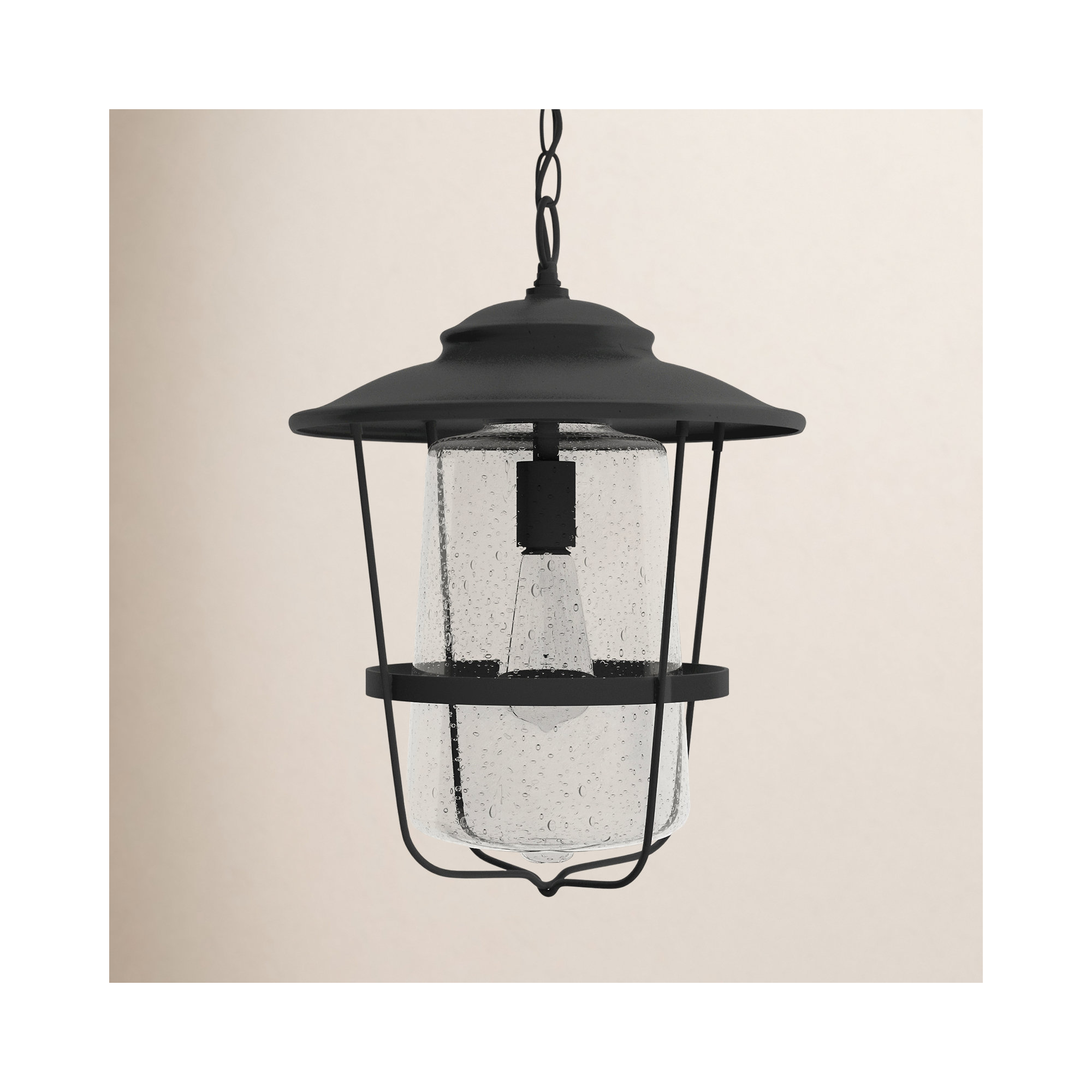 Tyler Seeded Outdoor Hanging Lantern, Black