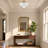 2-Light Gold Semi Flush Mount Ceiling Light with Frosted Glass Shade