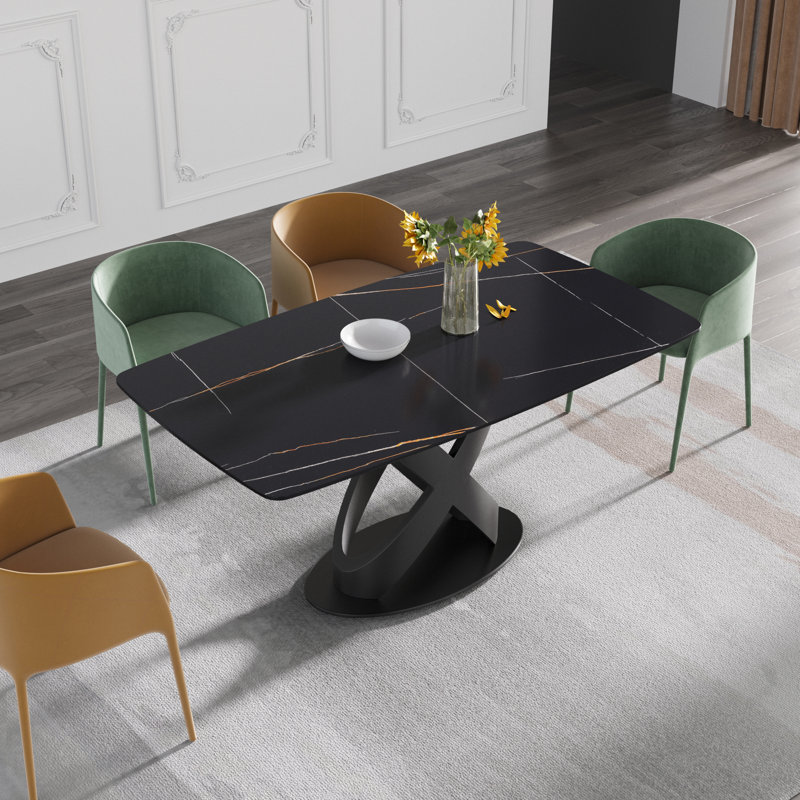 Table de salle à manger Sesteded, Noir, Noir, H 29,53 po x L 63 po x l 31,5 po