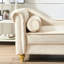 Chaise longue avec rangement en velours beige - Créez une ambiance relaxante en velours beige moderne avec fonction-1407193260