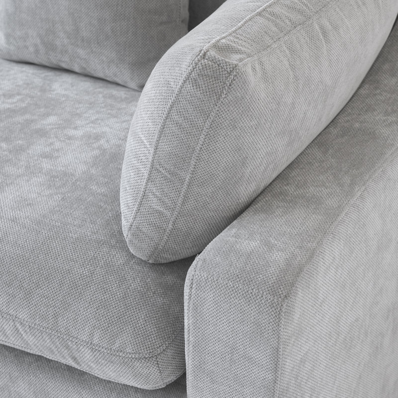 Canapé modulaire rembourré avec repose-pieds, H 29,53 po x l 119,29 po x P 77,95 po, Gris
