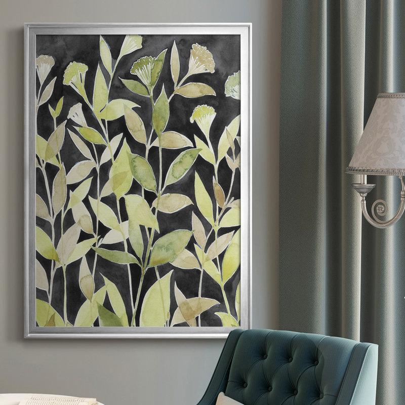 Encre Blooming Night II, toile encadrée de qualité supérieure - prête à être accrochée, H 36,5 po x l 26,5 po x P 1 po