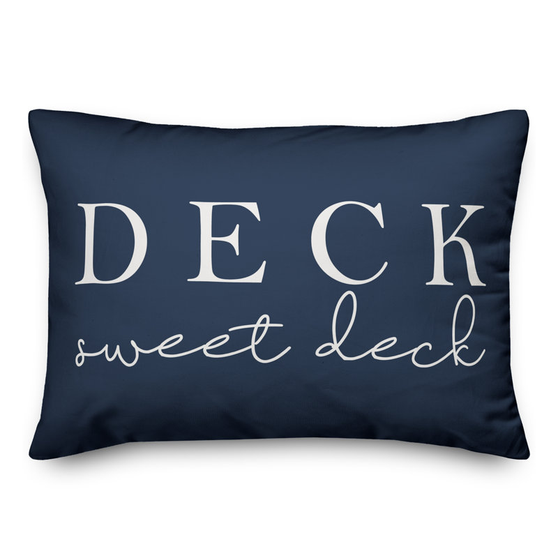 Textual Outdoor Throw Pillow, Navy