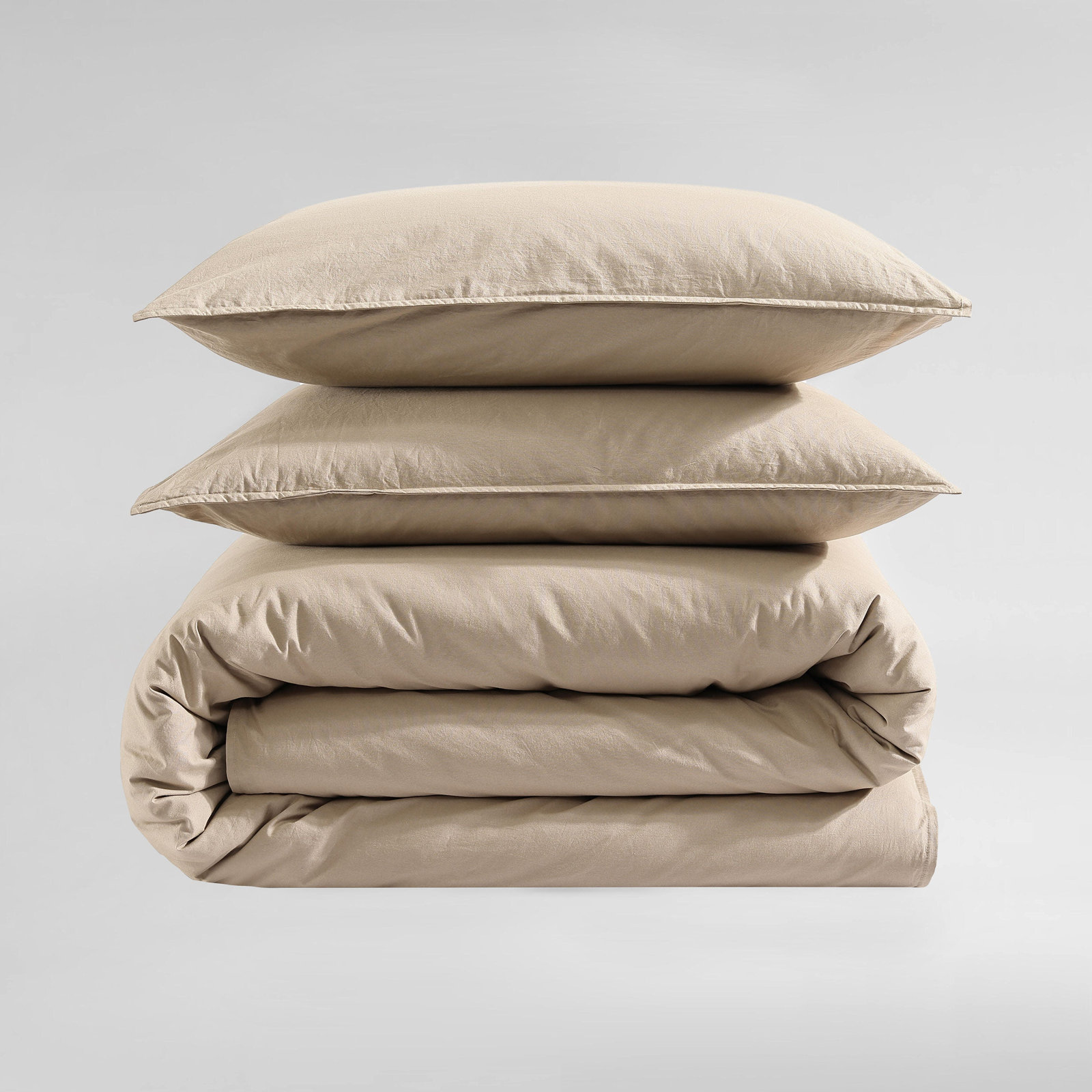 Calvin Klein Washed Percale Solid Cotton Comforter Set, Queen Comforter + 2 Standard Shams, Green