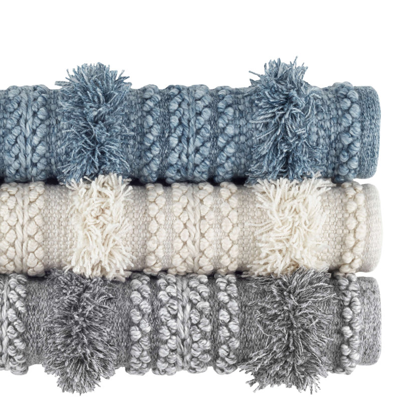 Zhara Stripe Grey Handwoven Performance Rug, Rectangle 10' x 14'
