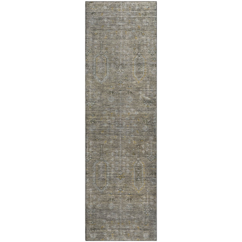 Premium Machine Washable Prisco Taupe Rug, Runner 2'3" x 7'6"