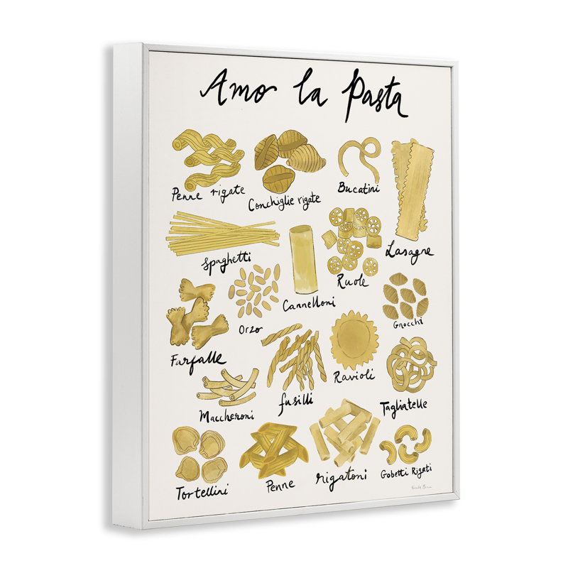 Amor La Pasta, estampe numérique encadrée par Farida Zaman, Estampe numérique encadrée blanc bord de mer, H 14 po x l 11 po