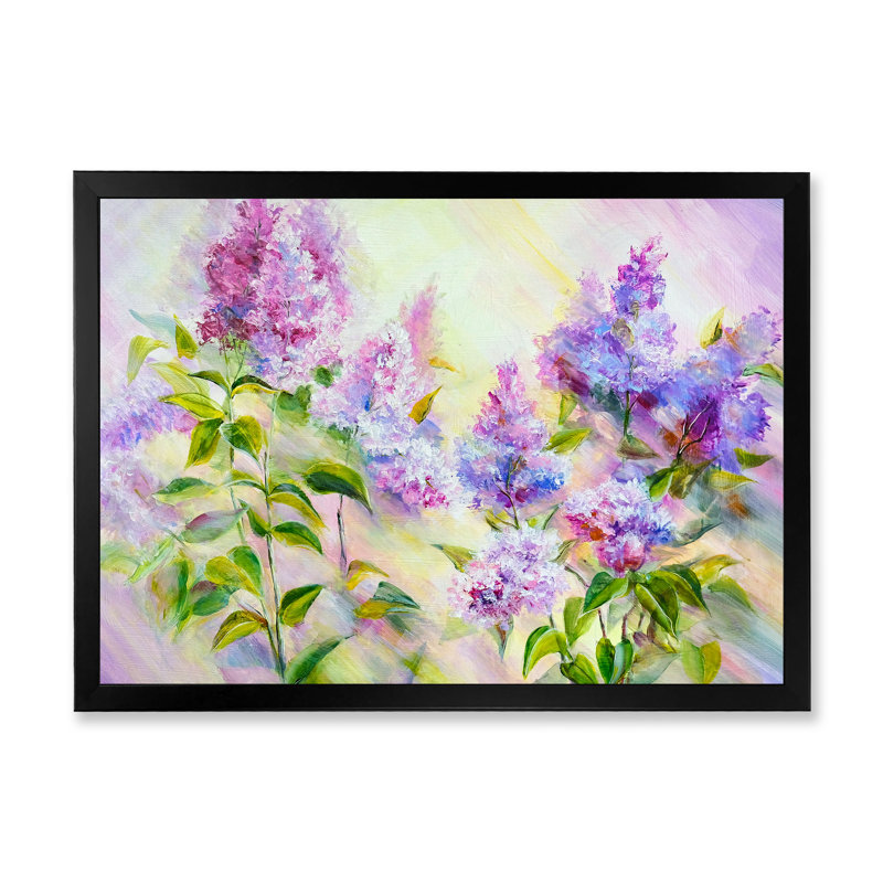 «Modern Modern Lilac Flowers», reproduction sur toile flottante, Cadre noir, H 8 po x l 12 po x P 1 po