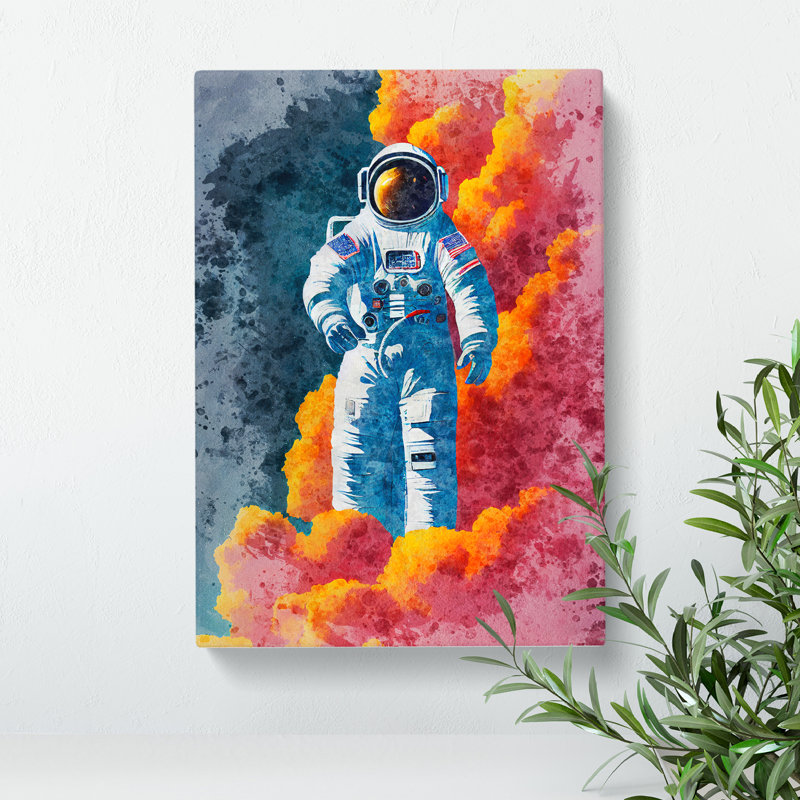 Astronaut In Watercolour No.3 - Wrapped Canvas, 50cm H x 35cm W x 3cm D
