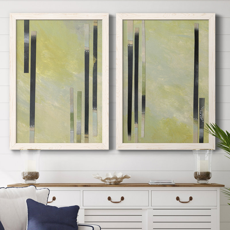 Neutral Assemblage I - Ensemble de 2 peintures encadrées, Toile avec cadre blanc, H 31,5 po x l 47 po x P 1,5 po
