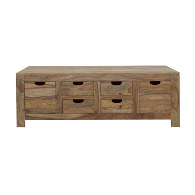 Table basse en bois massif à 6 tiroirs Jeila