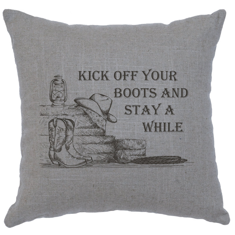 Coussin Wooded River Image - Kick off bottes - Lin gris, gris