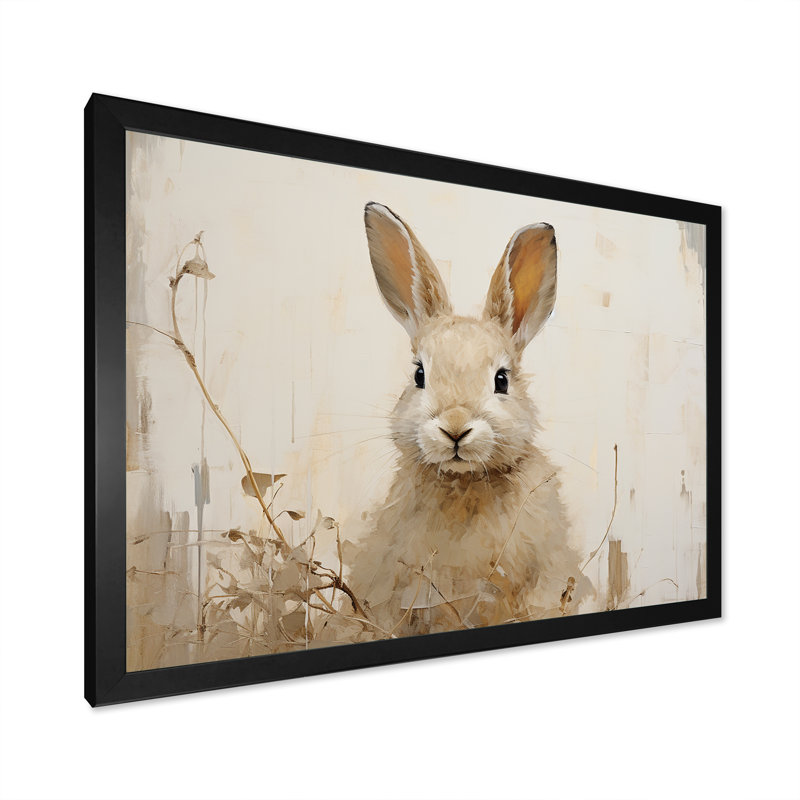 Charme de fleur curieux Bunnys, Cadre simple noir, H 16 po x l 32 po x P 1 po