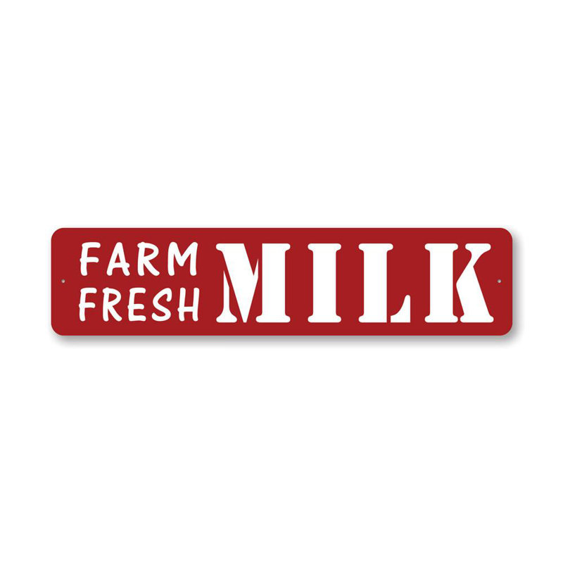 Farm Fresh Milk Street Aluminum Sign, 6" H x 24" W x 0.06" D