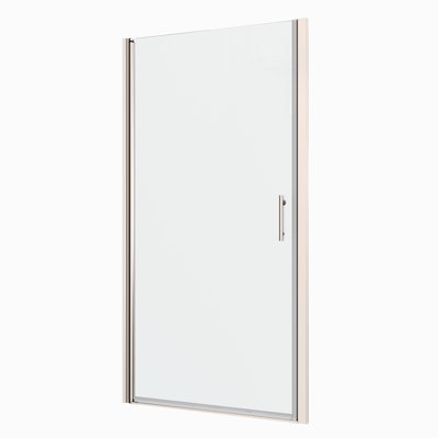 1/4" Tempered Glass Universal Pivot Shower Door - 1 3/8" Adjustment, Polished , #304 Stainless Steel Handle, Wall Channel, Easy Installation, Smooth System, Leakage, 28-29 Coverage With Adjustable,