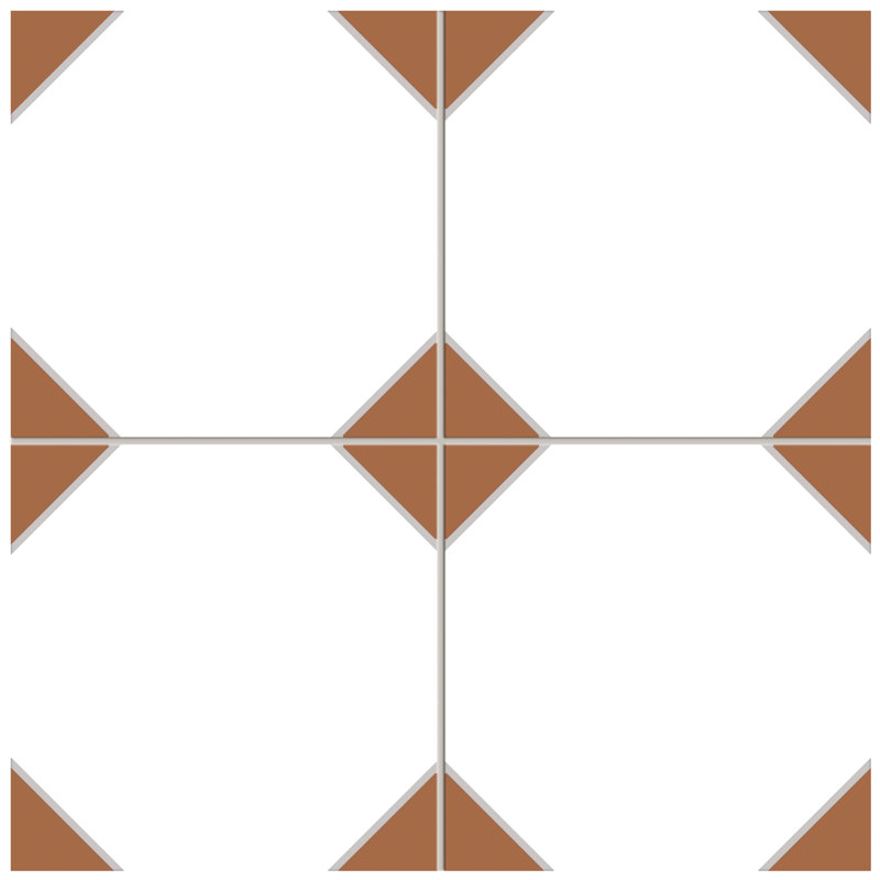 Canterbury 12-7 / 8 po X 12-7 / 8 po Carreau de porcelaine pour plancher et mur, Blanc / orange