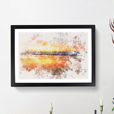 Sunset over San Diego Beach Watercolour - Picture Frame Graphic Art Print
