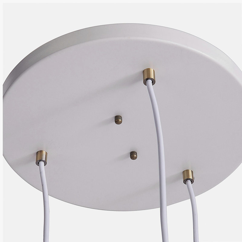 Renmarco Modern 3 Light Chandelier Set, White, White