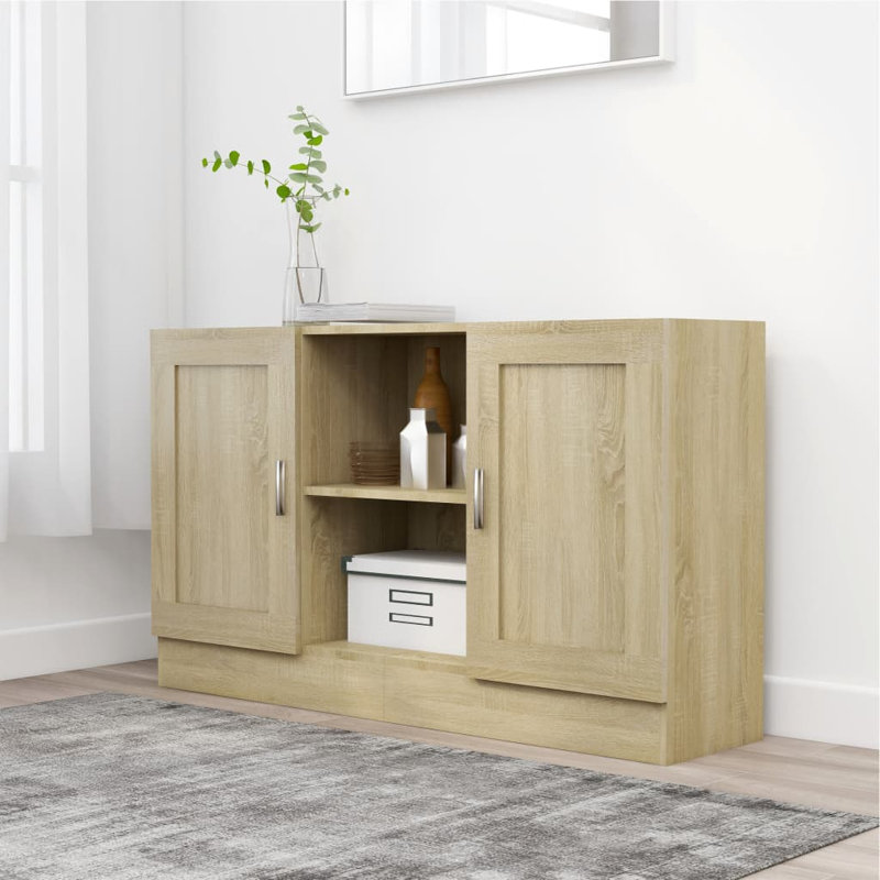 120cm Sideboard, Engineered Wood, Black Oak