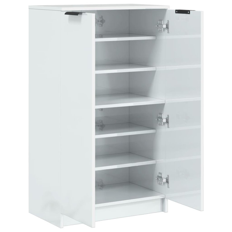 Shoe Cabinet for 12 Pairs of Shoes, High Gloss White