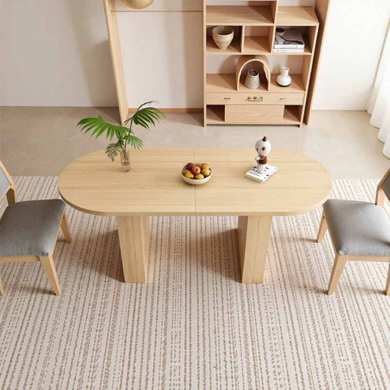 Table de salle à manger rustique ovale pour 6 personnes | Finition naturelle et base en bois massif