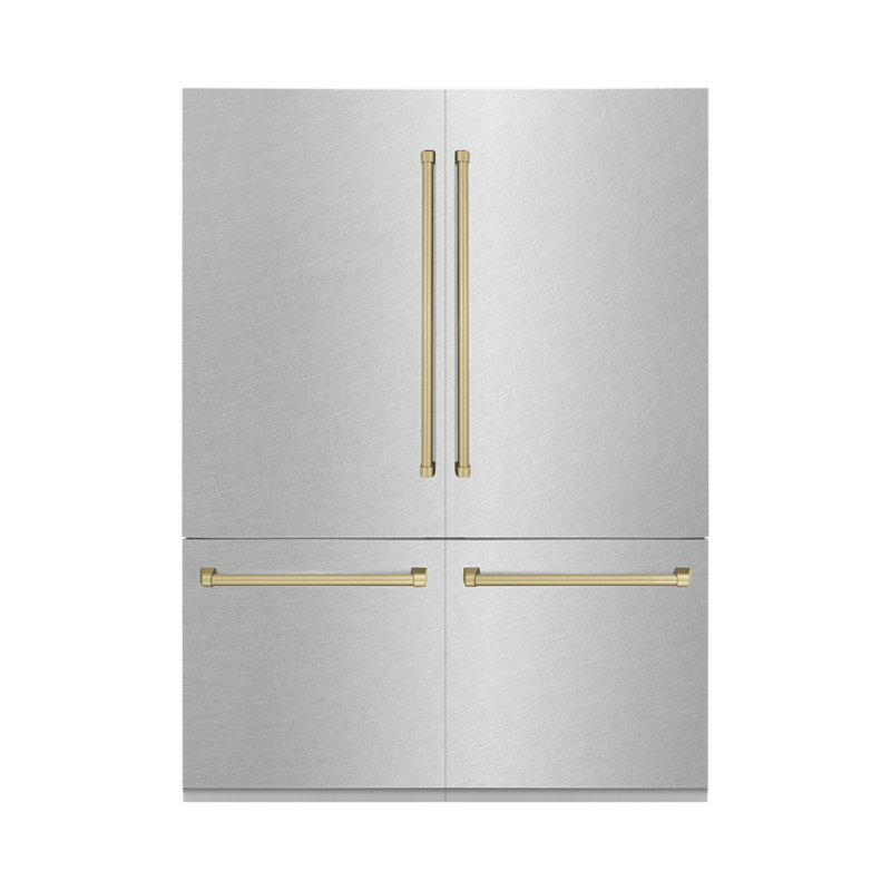 ZLINE 60" Autograph Edition 32.2 cu. ft. Built-in 4-Door French Door Refrigerator, Satin Stainless Steel, Champagne Bronze