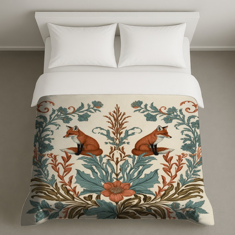 Housses de couette Fox Botanical Illustration, Grand lit