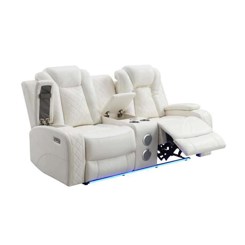 Gracey Pillow Top Arm Reclining Loveseat, Black Polyester Blend, Power - Push Button