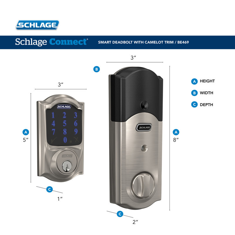Schlage Connect Z-Wave Plus Smart Deadbolt with Camelot Trim, Yes, Aged Bronze