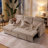 92''W Chenille Convertible L-Shaped Sectional Sofa Bed With Storage Two Pillows-886932038