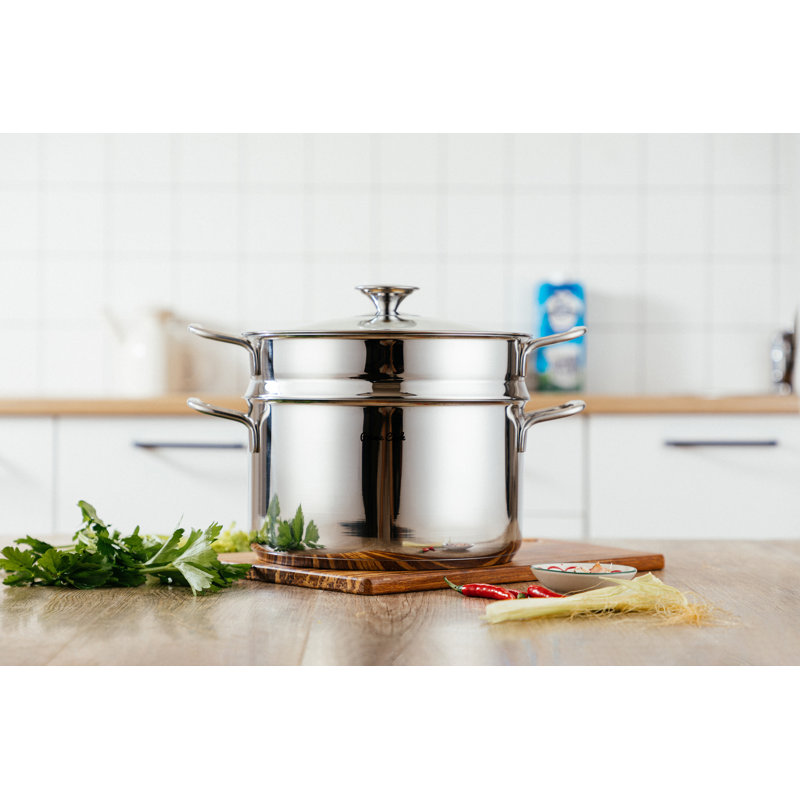 9.0 QT Stainless Steel Steamer Pot with Basket Insert