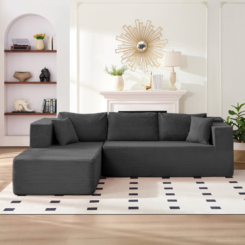 Ebern Designs Upholstered Boneless Sectional Sofa, Oversized L-shaped Modular Sofa Couch With Chaise, Free Combination Deep Seat Corner Couch, Left Side
