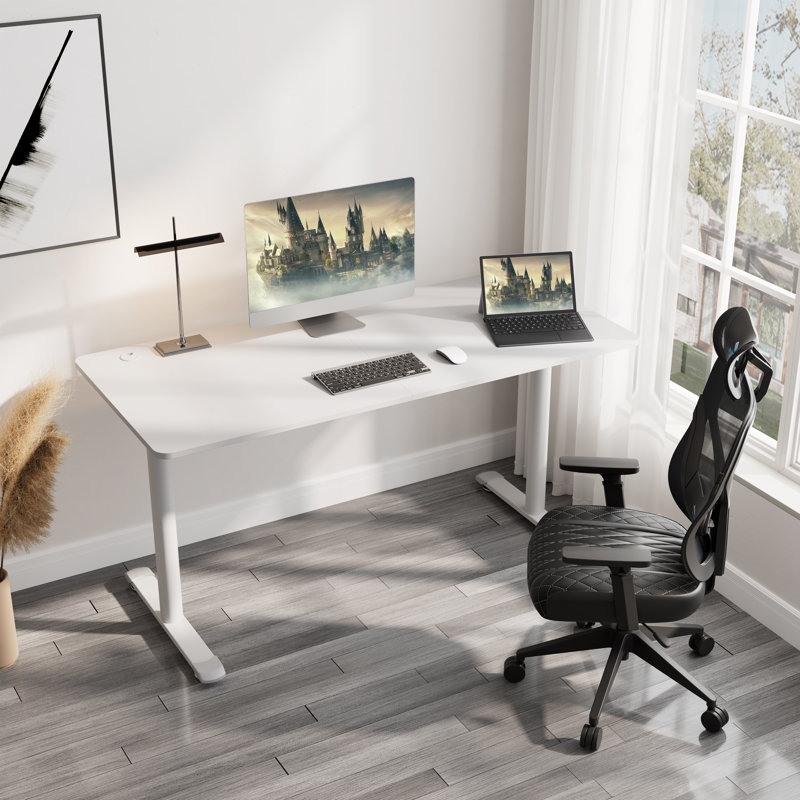 Metal Base Computer Desk, White
