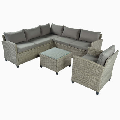 77.5'' Wide Wicker Patio Sectional with Cushions